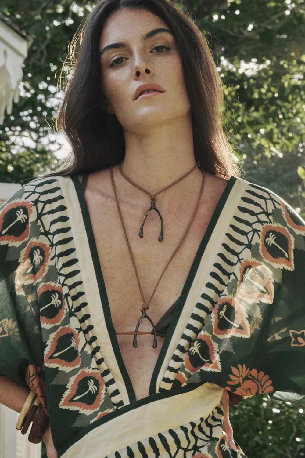 Johanna Ortiz Tales Of The Pampas collana pelle verde unica
