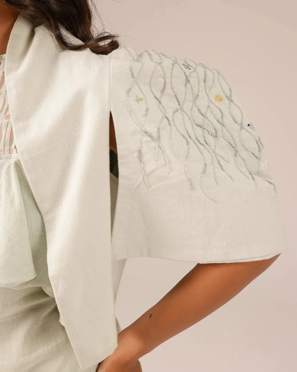 Our Dve Palm Pop Giacca Corta Verde Collo Scialle