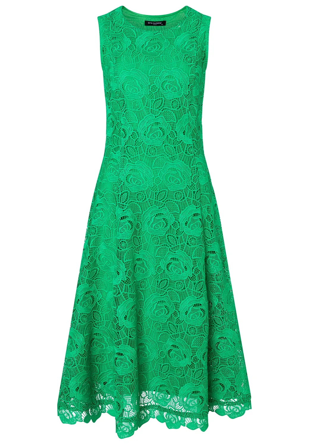 Ana Alcazar Durna abito midi verde pizzo floreale