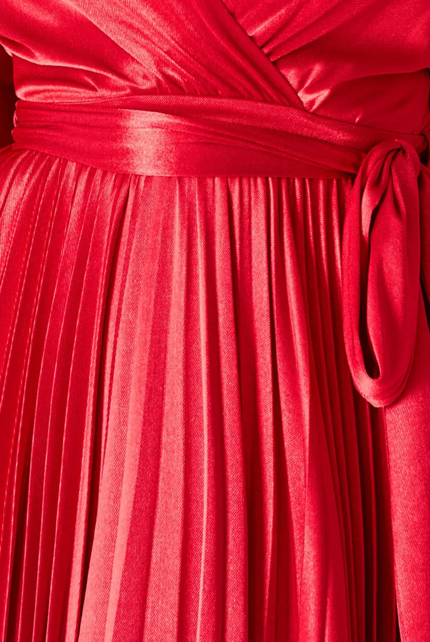 Goddiva DR3921 abito midi rosso avvolgente