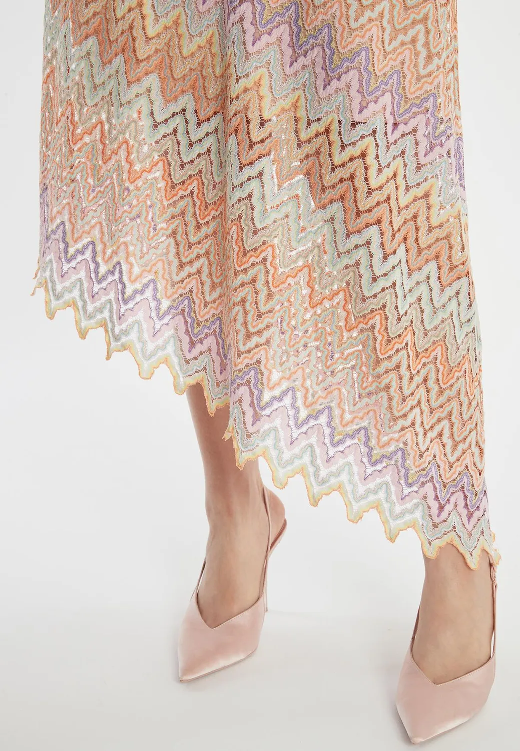 Ana Alcazar Zajana abito midi smanicato maglia zigzag