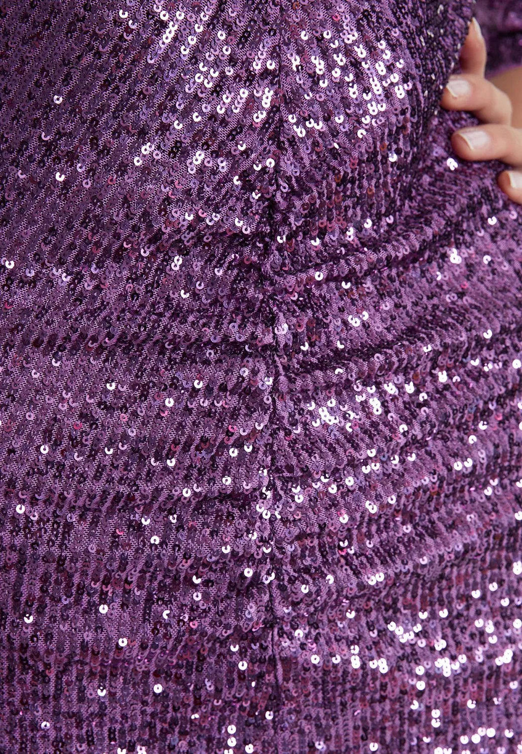 Ana Alcazar Salmy abito paillettes viola scollo V