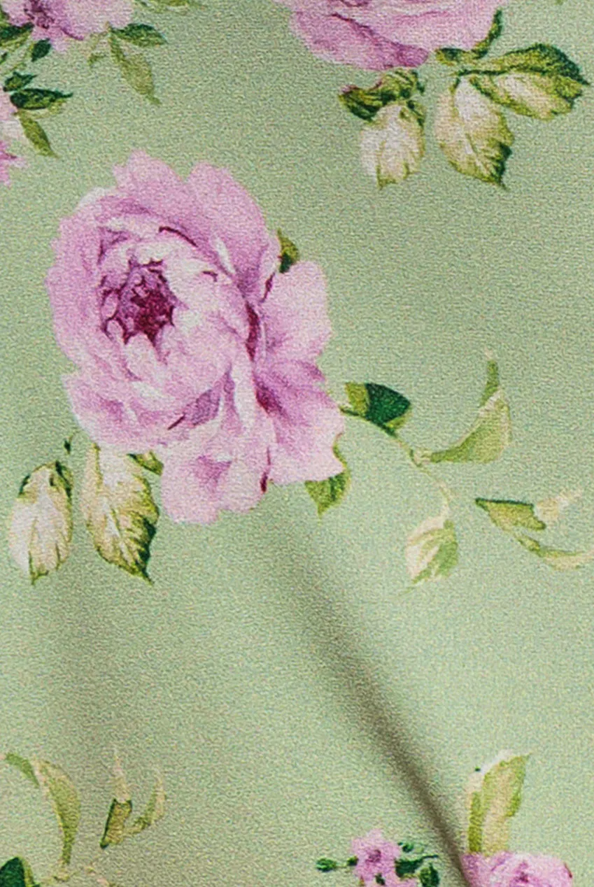 Goddiva Maniche Svasate Abito Midi Verde Salvia Floreale