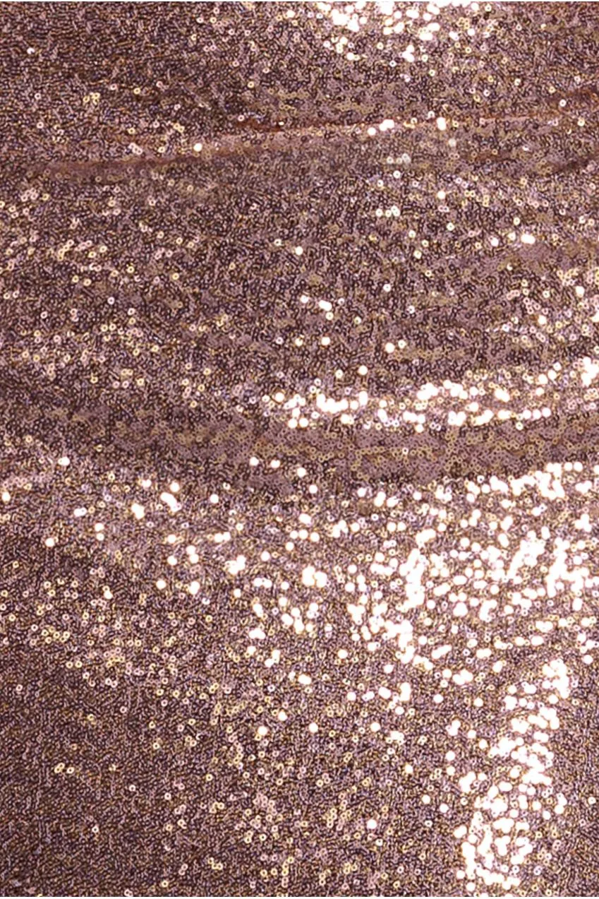 Goddiva DR3616 abito paillettes champagne spalle scoperte