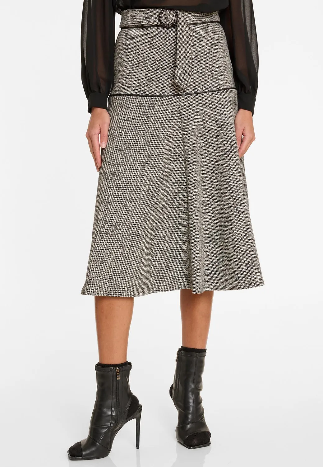 Ana Alcazar Alora gonna midi tweed grigia
