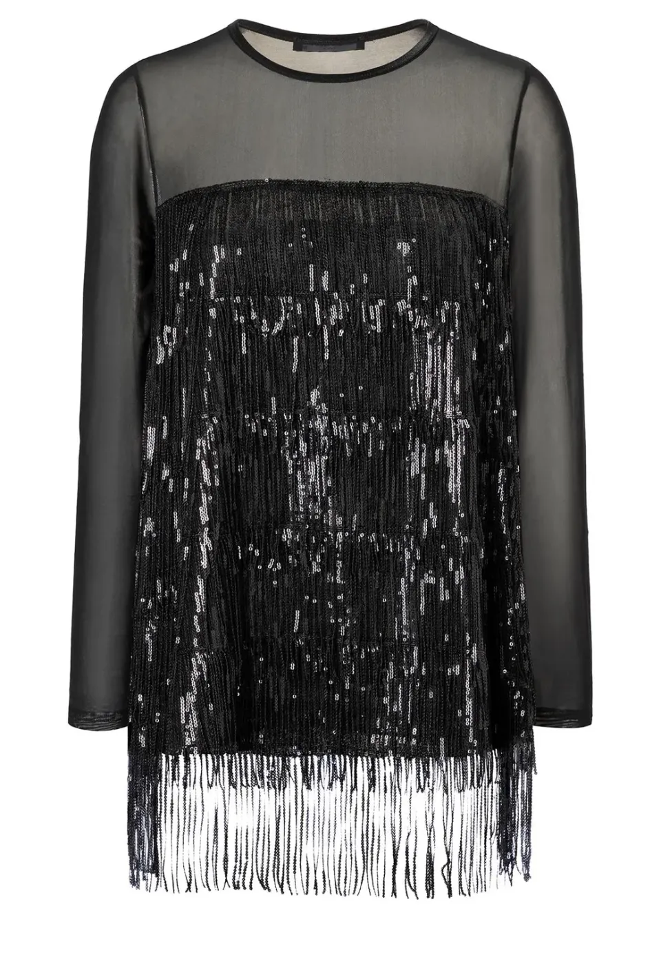 Ana Alcazar Tabine top paillettes frange nero