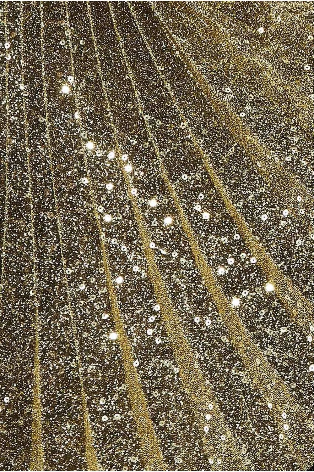 Goddiva Bardot Sequin Lurex top oro manica lunga paillettes