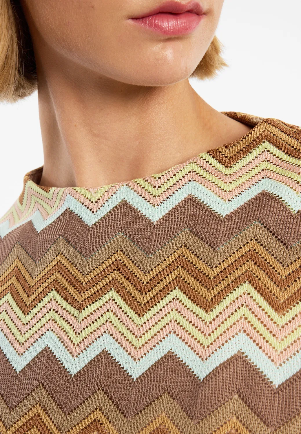 Ana Alcazar Duora top maglia zigzag maniche palloncino