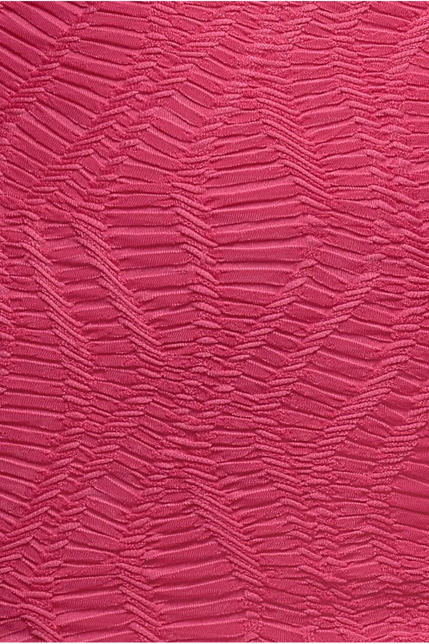Goddiva Front Knot Twist abito midi magenta scollo Bardot