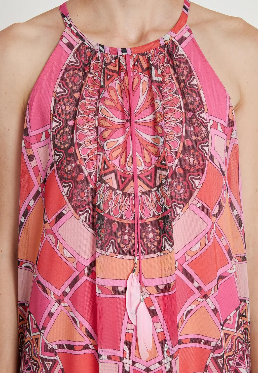 Ana Alcazar Leira abito maxi paisley spalline