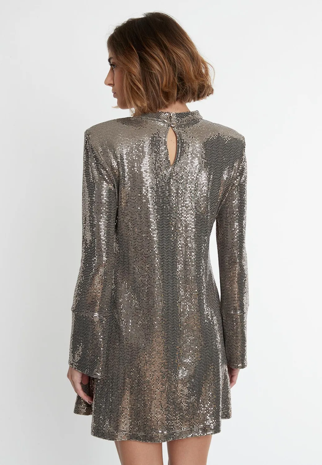 Ana Alcazar Sequin Dress Sagali vestito paillettes argento