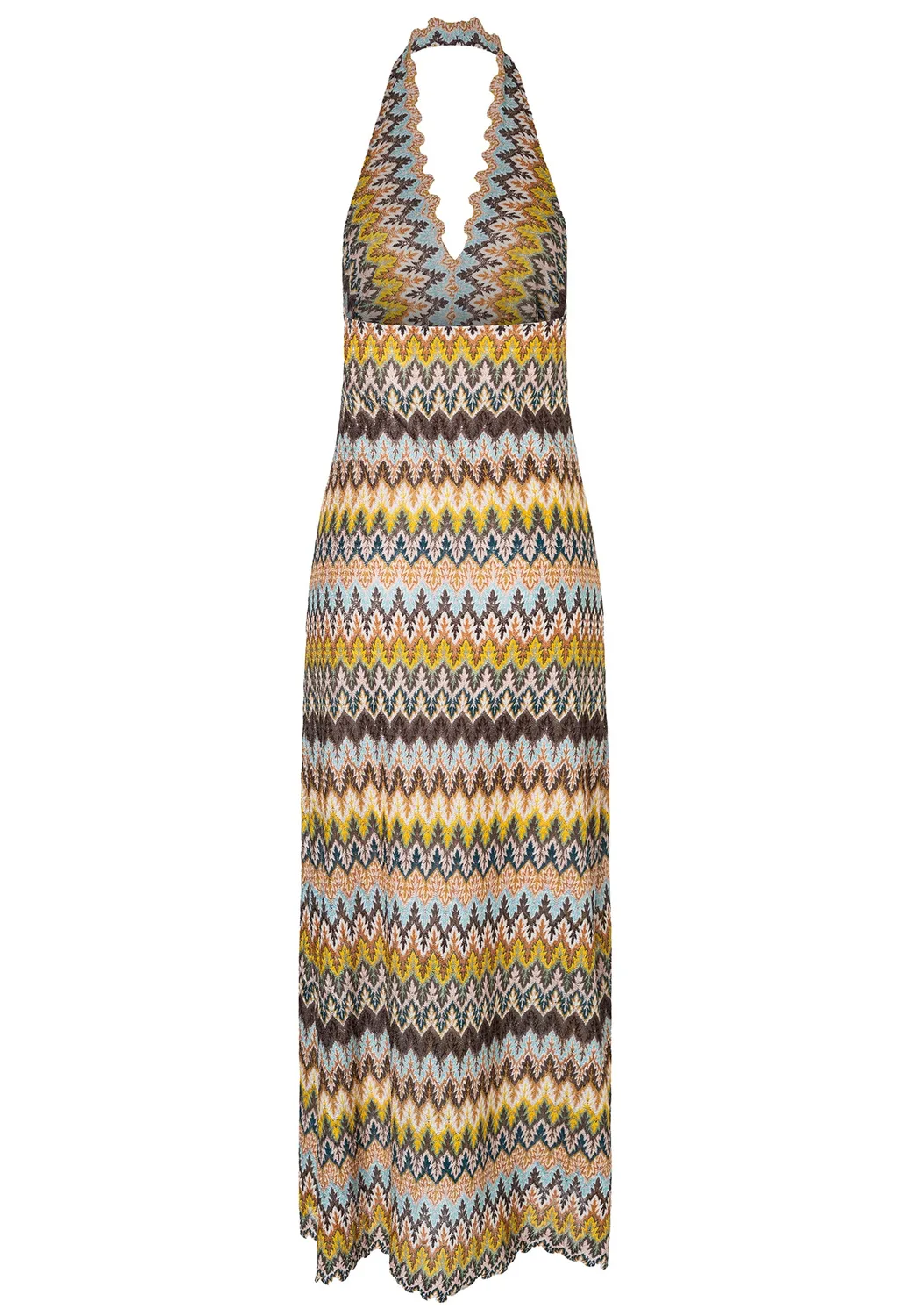 Ana Alcazar Disel abito maxi halterneck verde zigzag