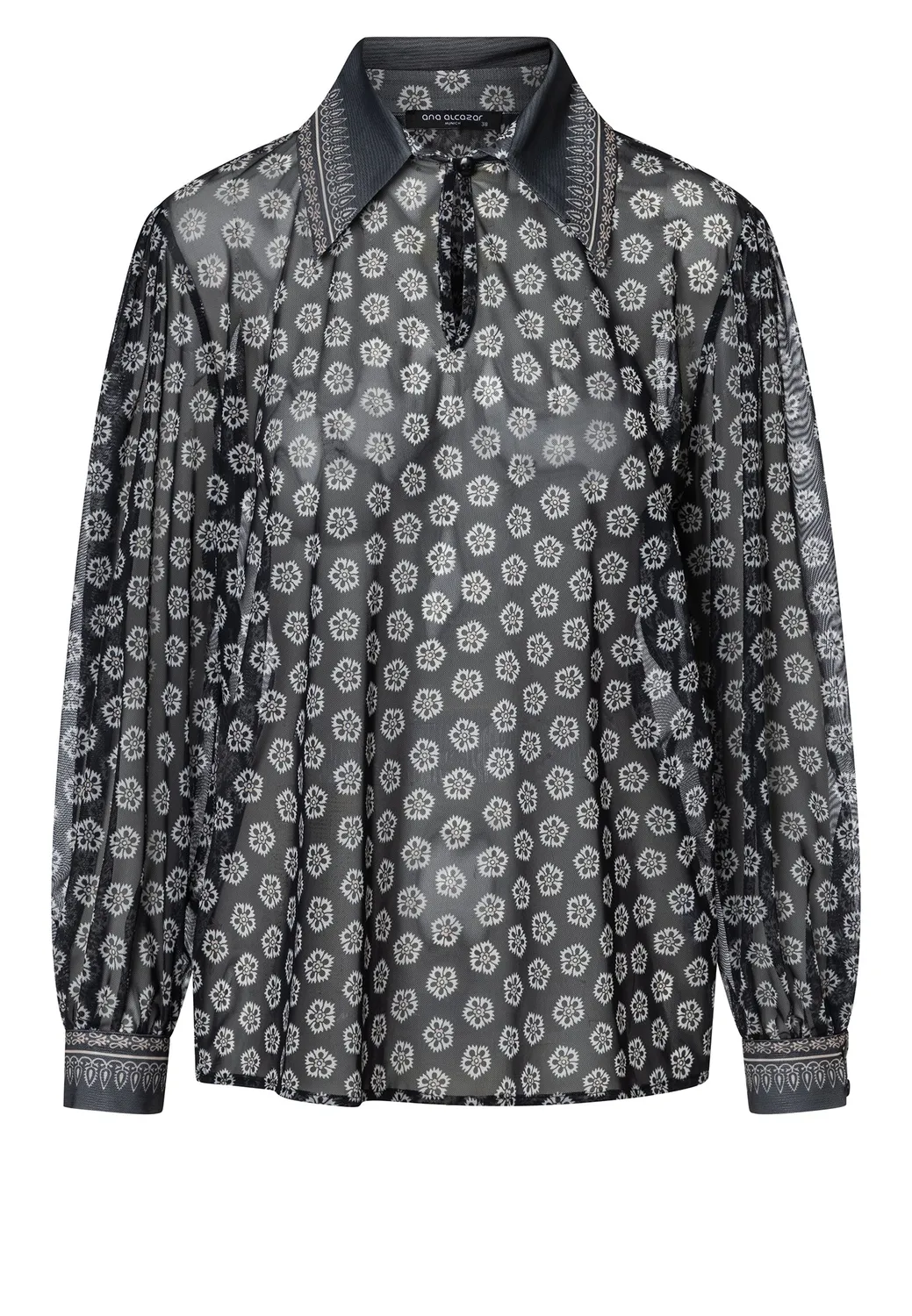Ana Alcazar Eminsea camicia velo nero foulard