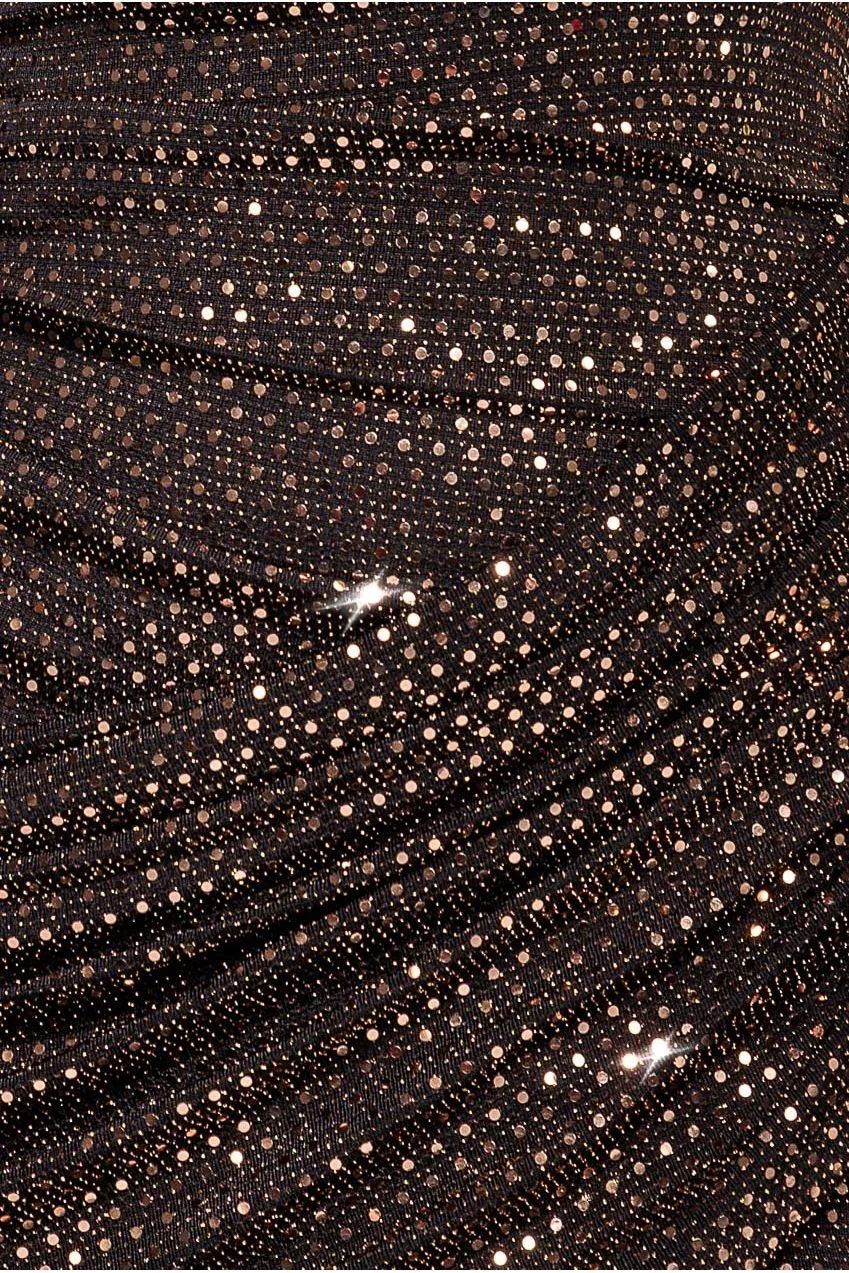 Goddiva DR4837 mini abito paillettes oro rosa cowl