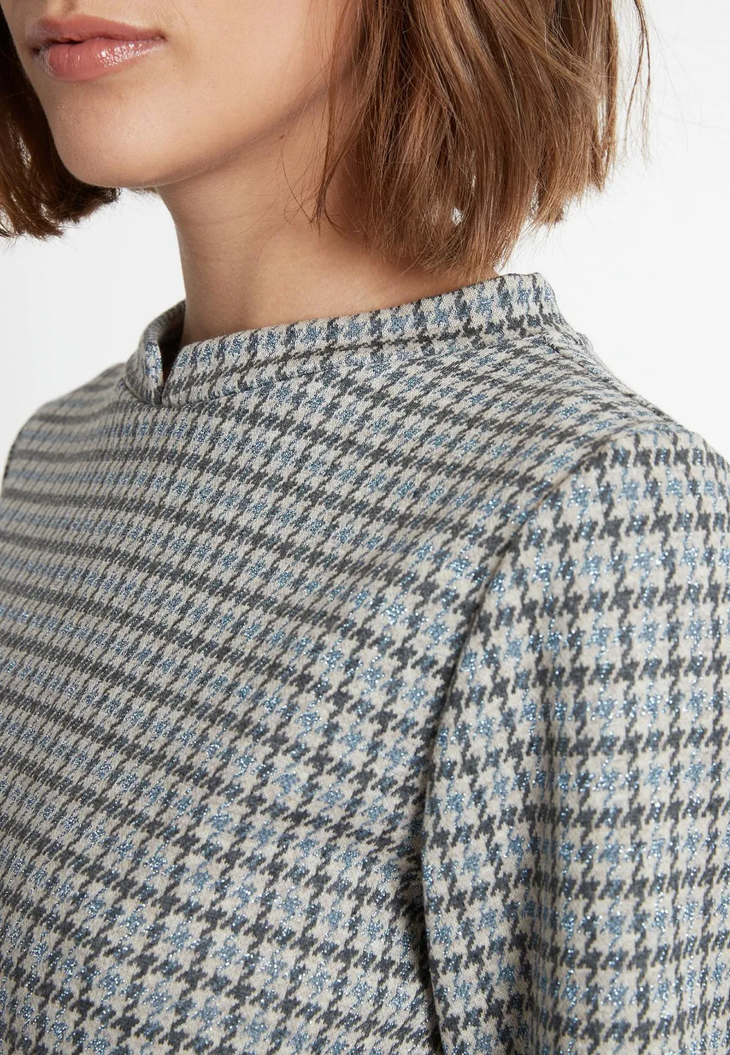 Ana Alcazar Sodea vestito svasato corto pied-de-poule lurex