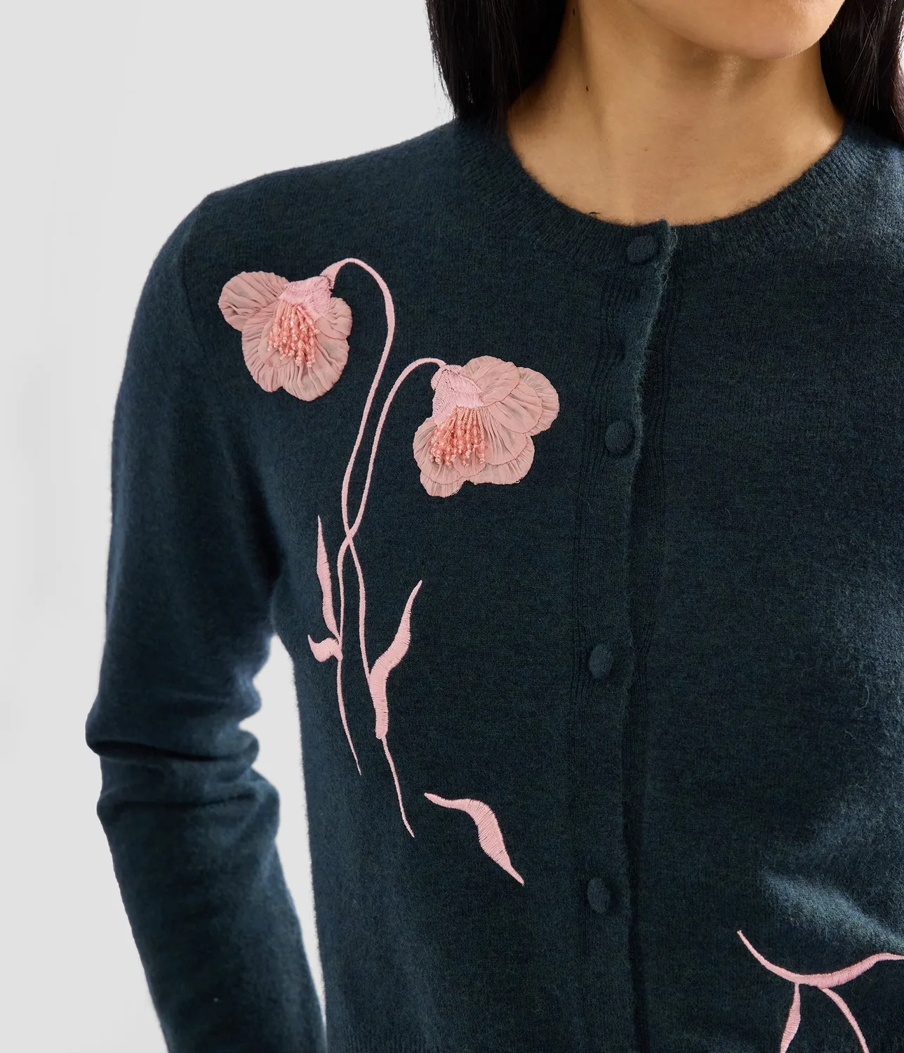 Erdem Embroidered Fitted cardigan ricamato cashmere