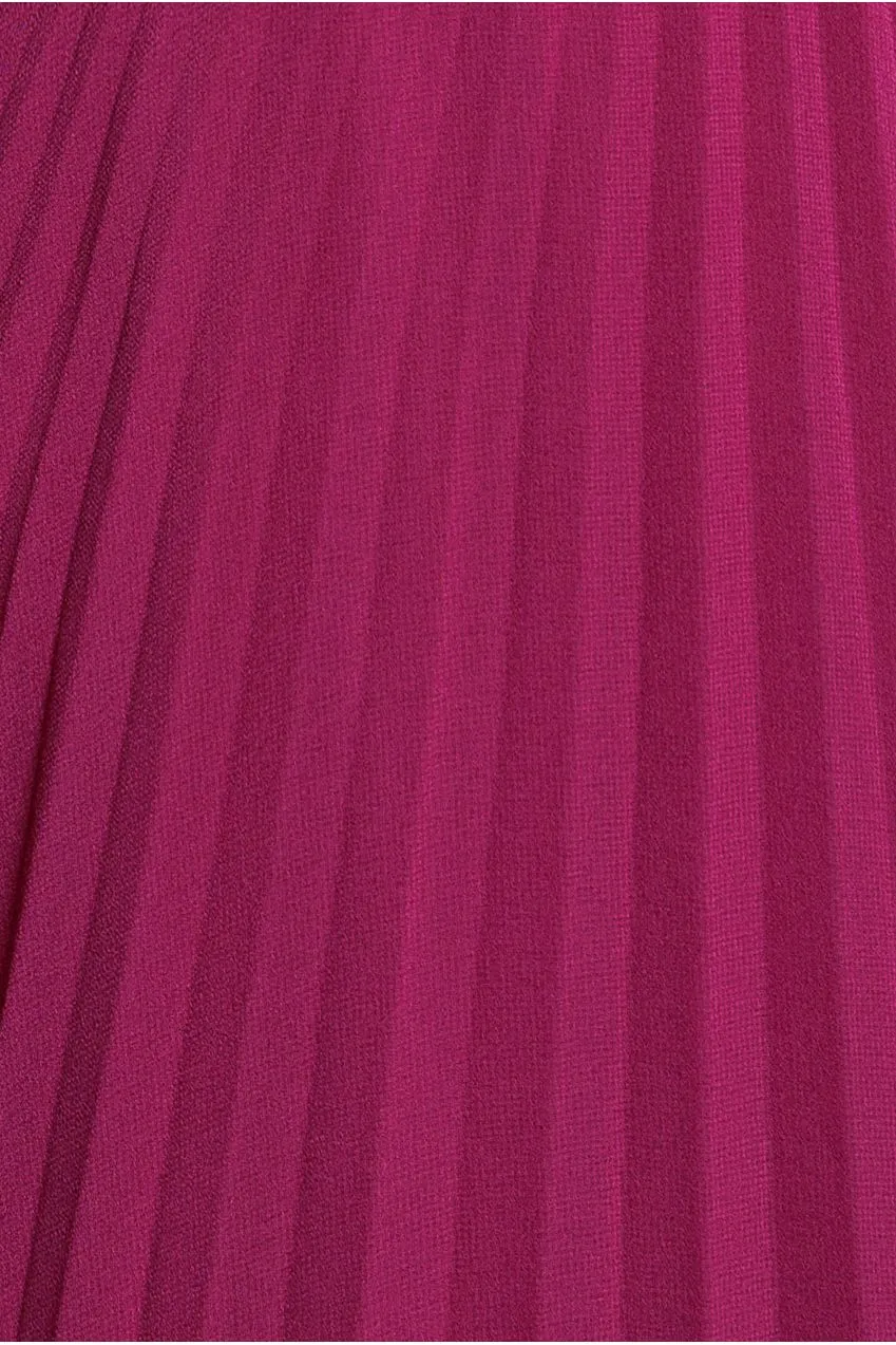 Goddiva Balloon Sleeve abito maxi magenta in chiffon