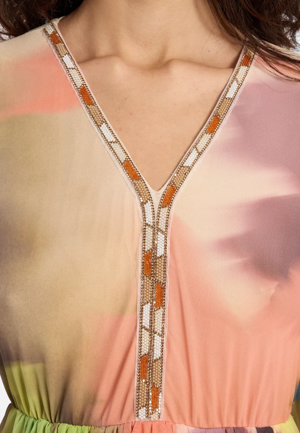 Ana Alcazar Denea abito impero mesh pastello