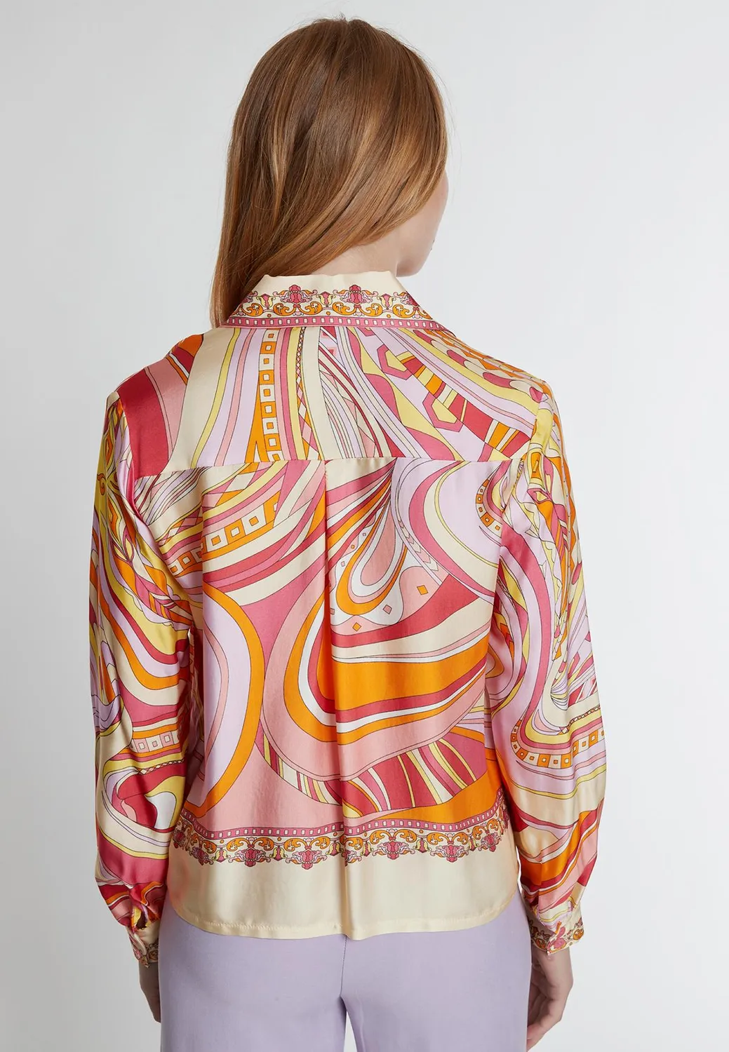 Ana Alcazar Kapri blusa satin fantasia anni 70