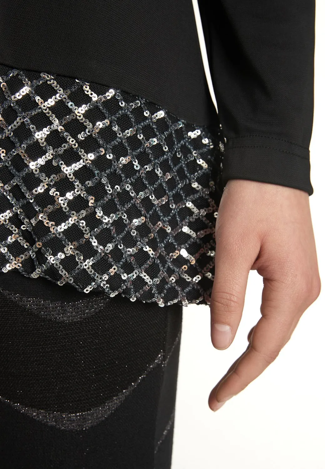 Ana Alcazar Odorea top maniche lunghe nero paillettes