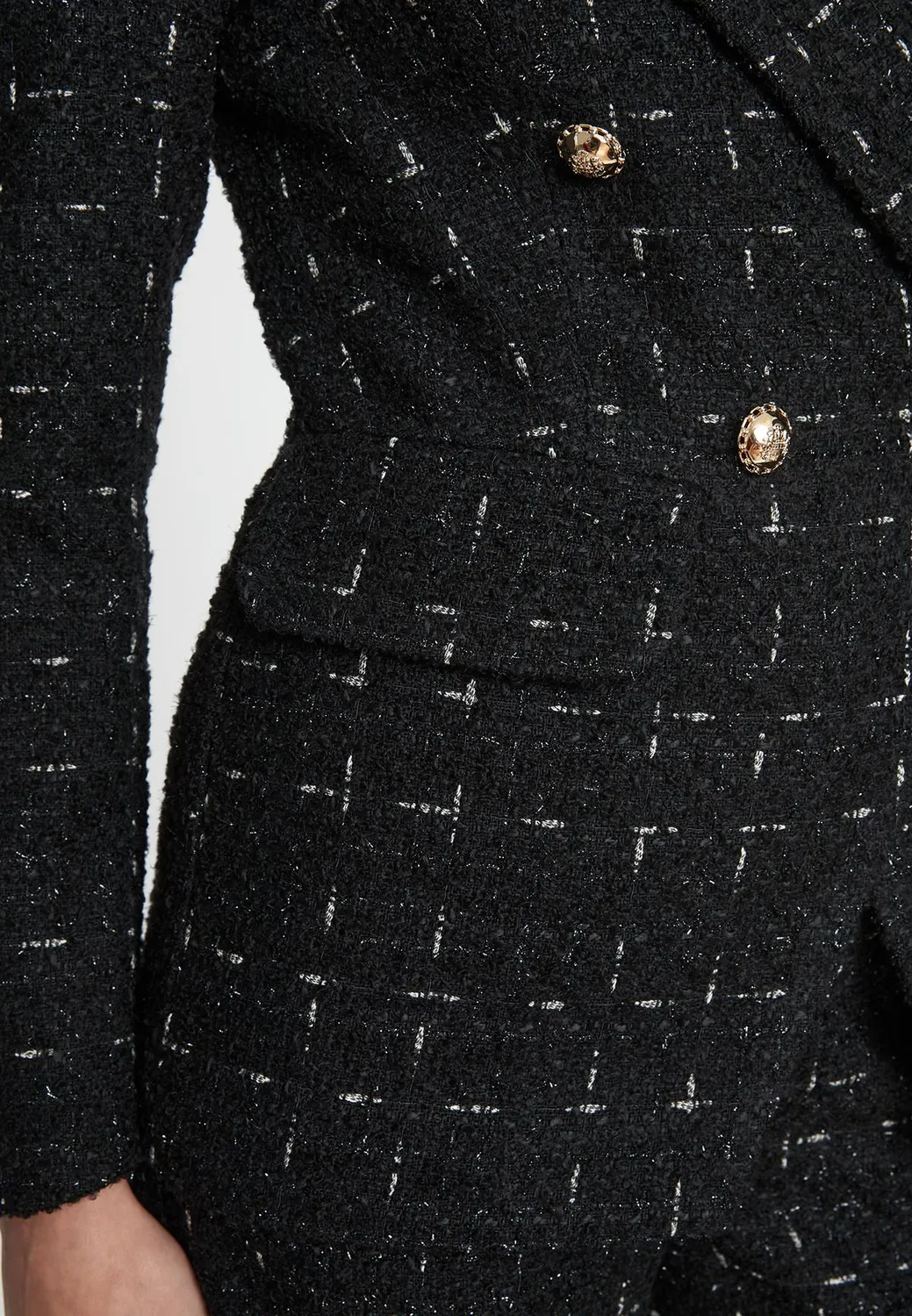 Ana Alcazar Sadira blazer bouclé nero doppiopetto