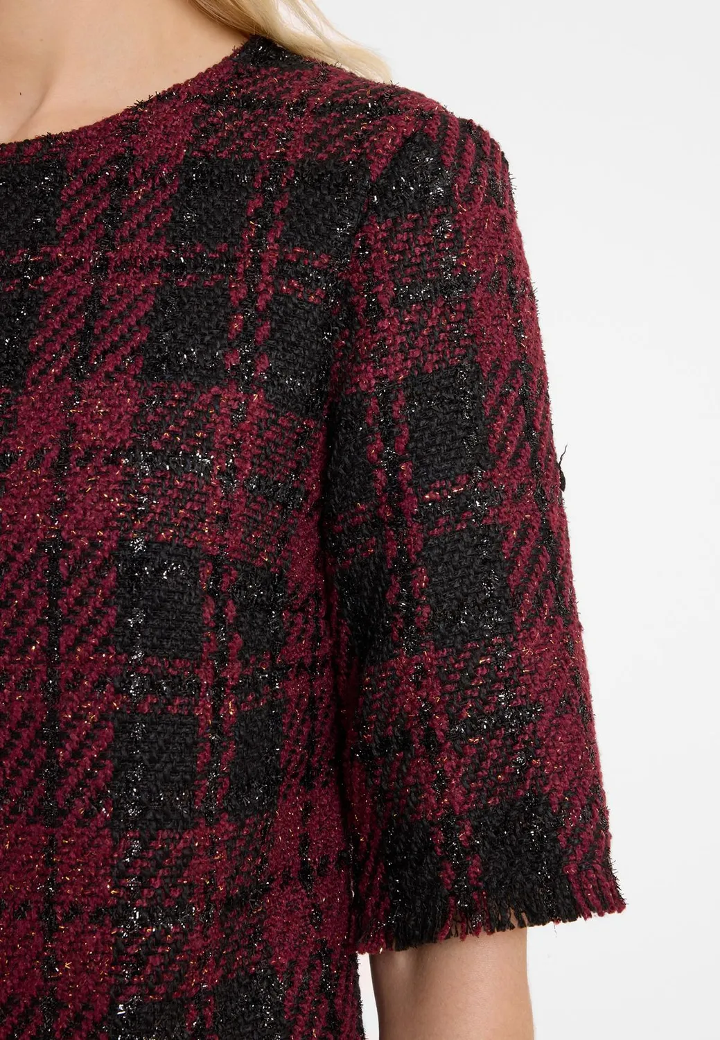 Ana Alcazar Abaty abito bouclé bordeaux quadri