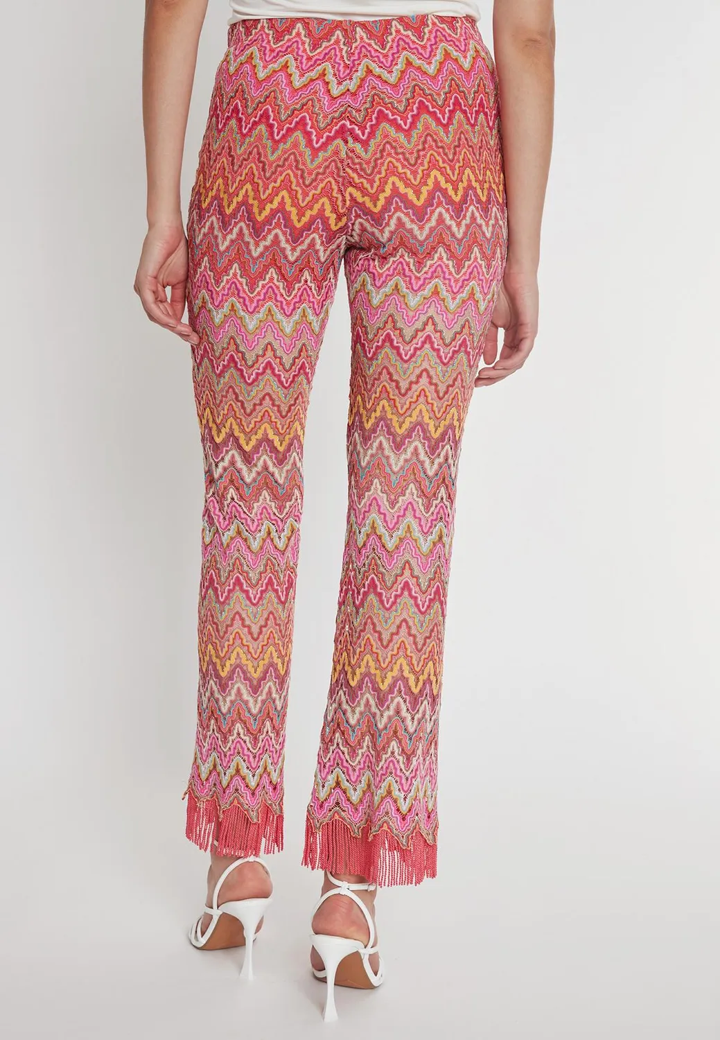 Ana Alcazar Polky pantaloni cropped rosa frange