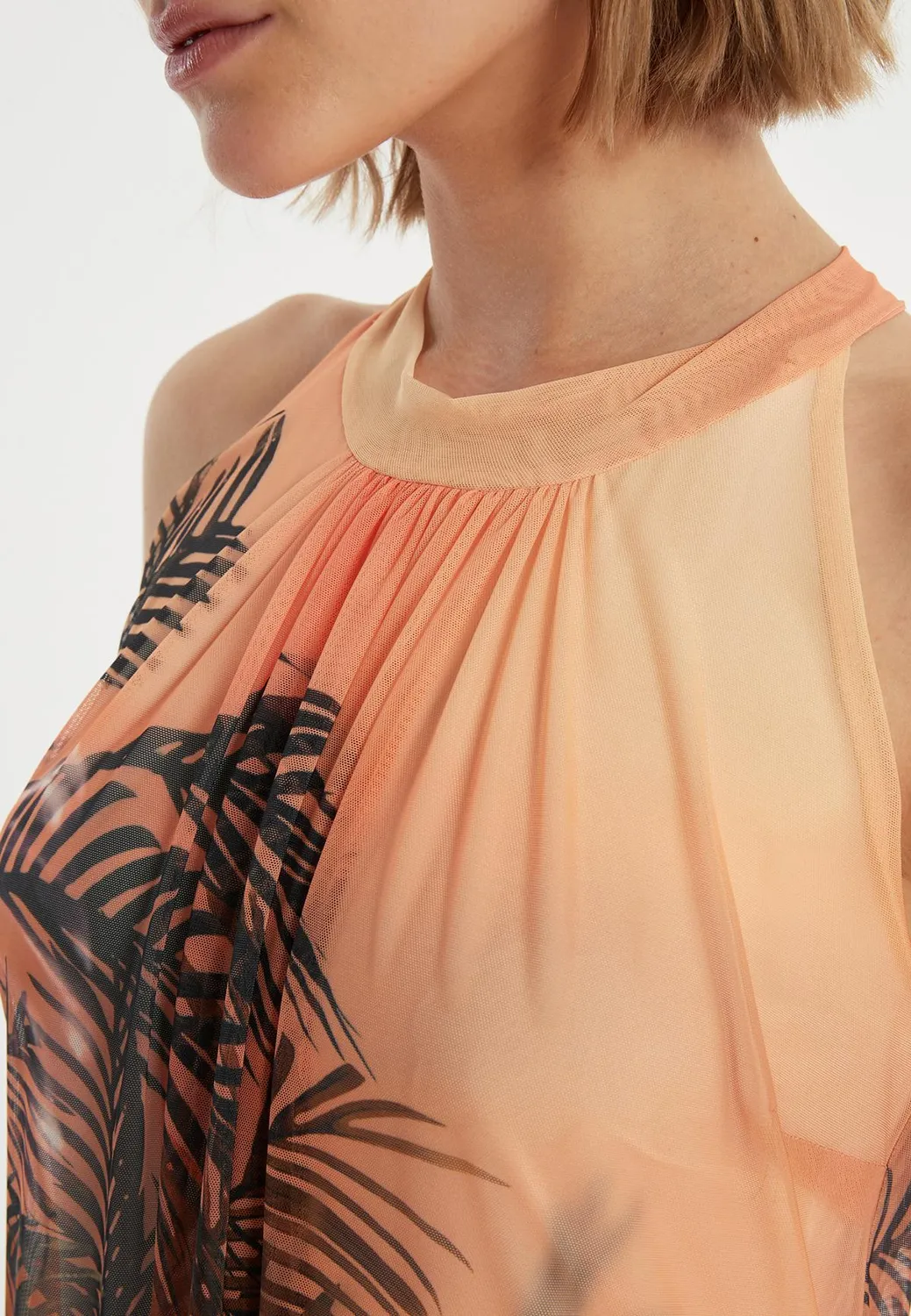 Ana Alcazar Zilana abito maxi halter arancione