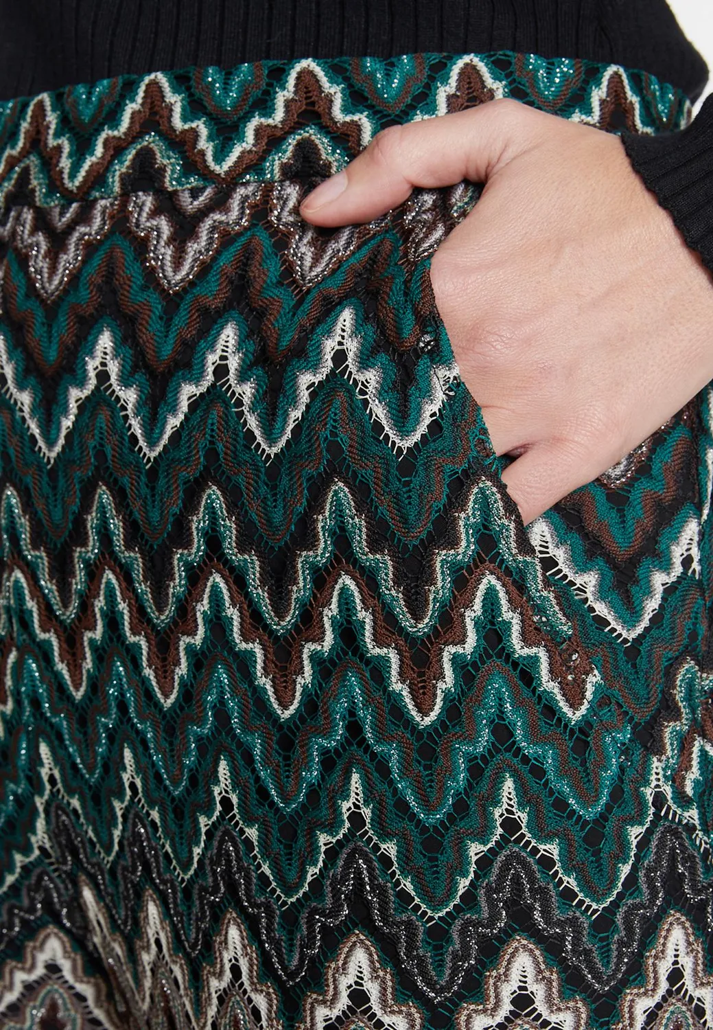 Ana Alcazar Mafene pantaloni maglia traforata gamba larga