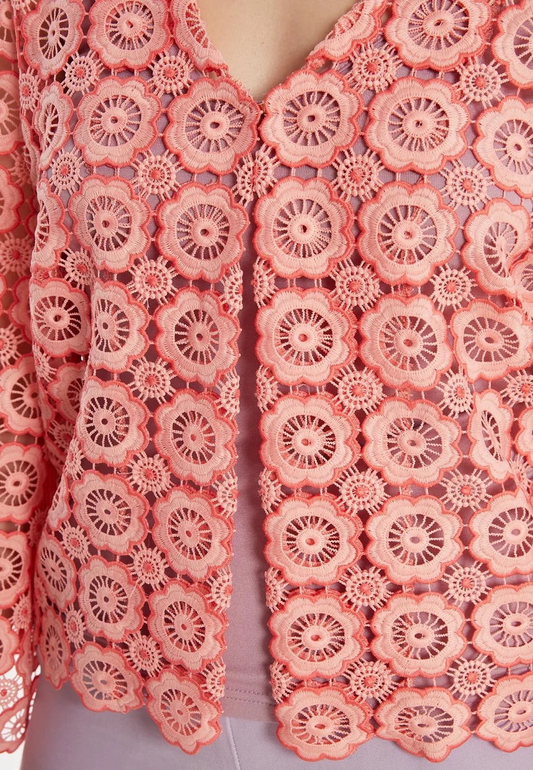 Ana Alcazar Zaha giacca in pizzo rosa corallo
