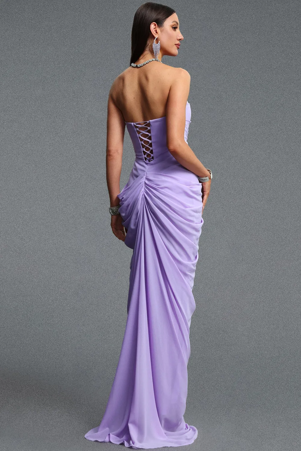 Bella Barnett Tazeda abito lungo viola L bustier