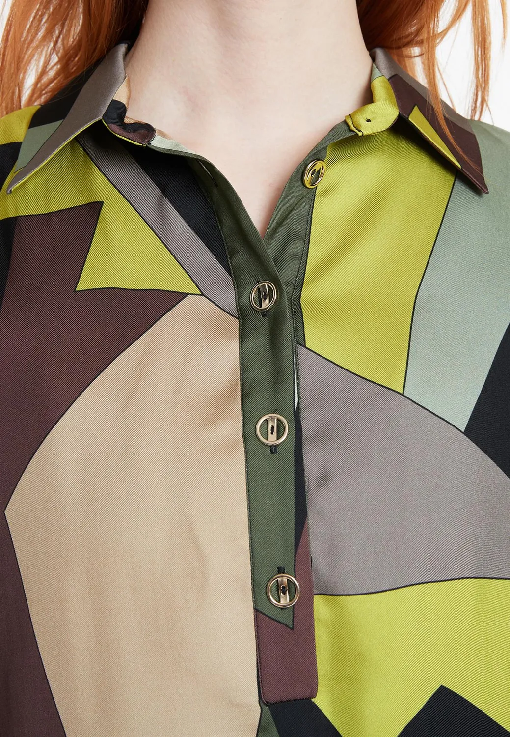 Ana Alcazar Sarisa camicia vestito fantasia verde