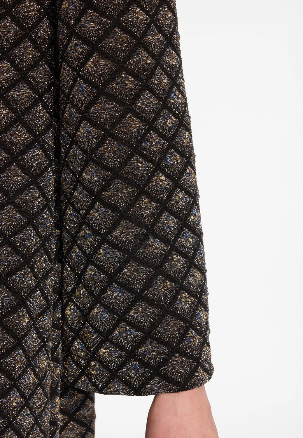 Ana Alcazar Enalux abito lurex nero rombi verde oro