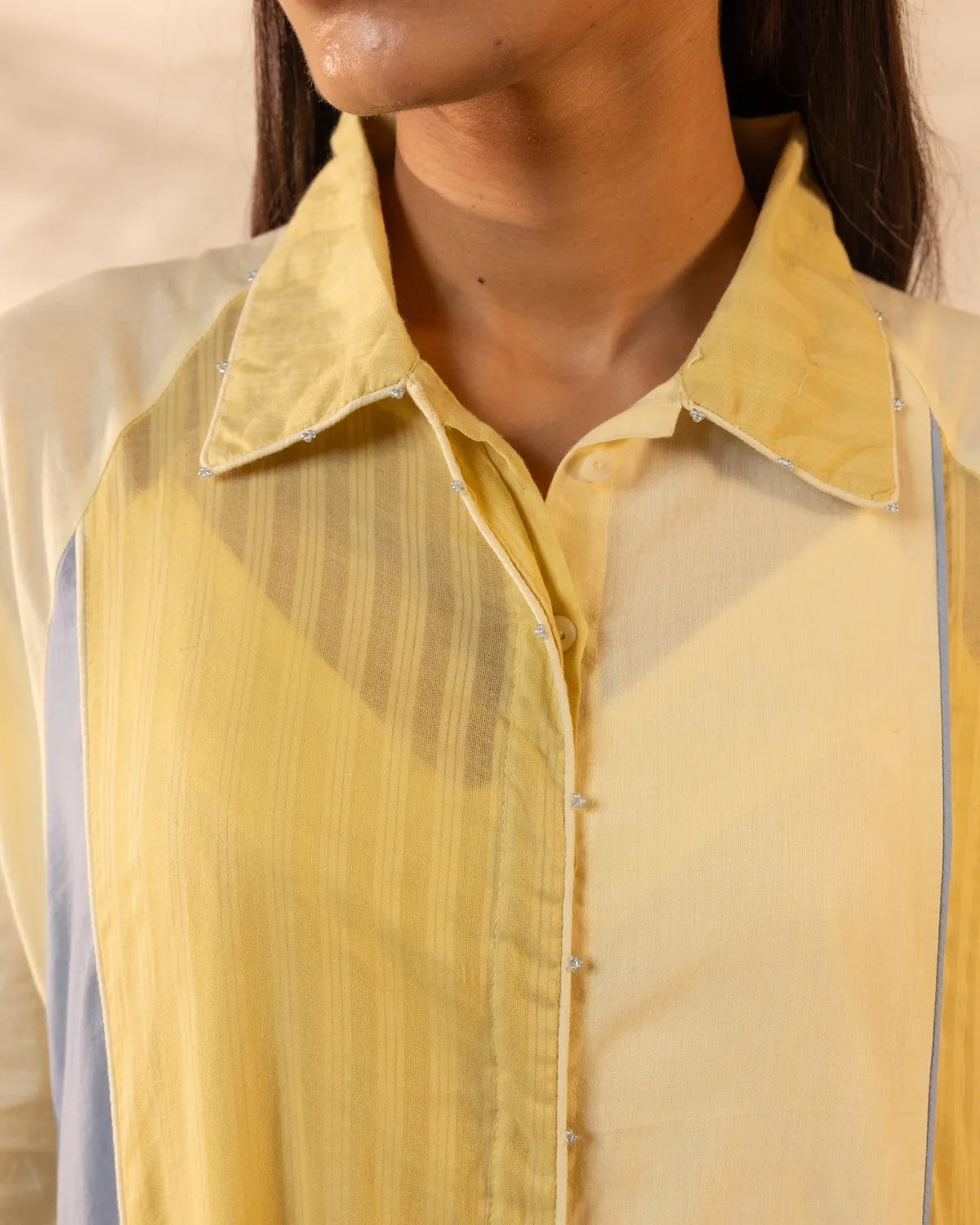 Our Dve Mango Mist abito cotone blu giallo taglia unica