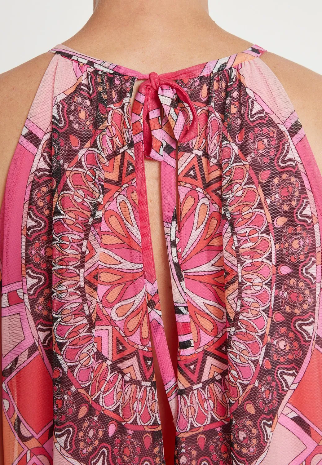 Ana Alcazar Leira abito maxi paisley spalline