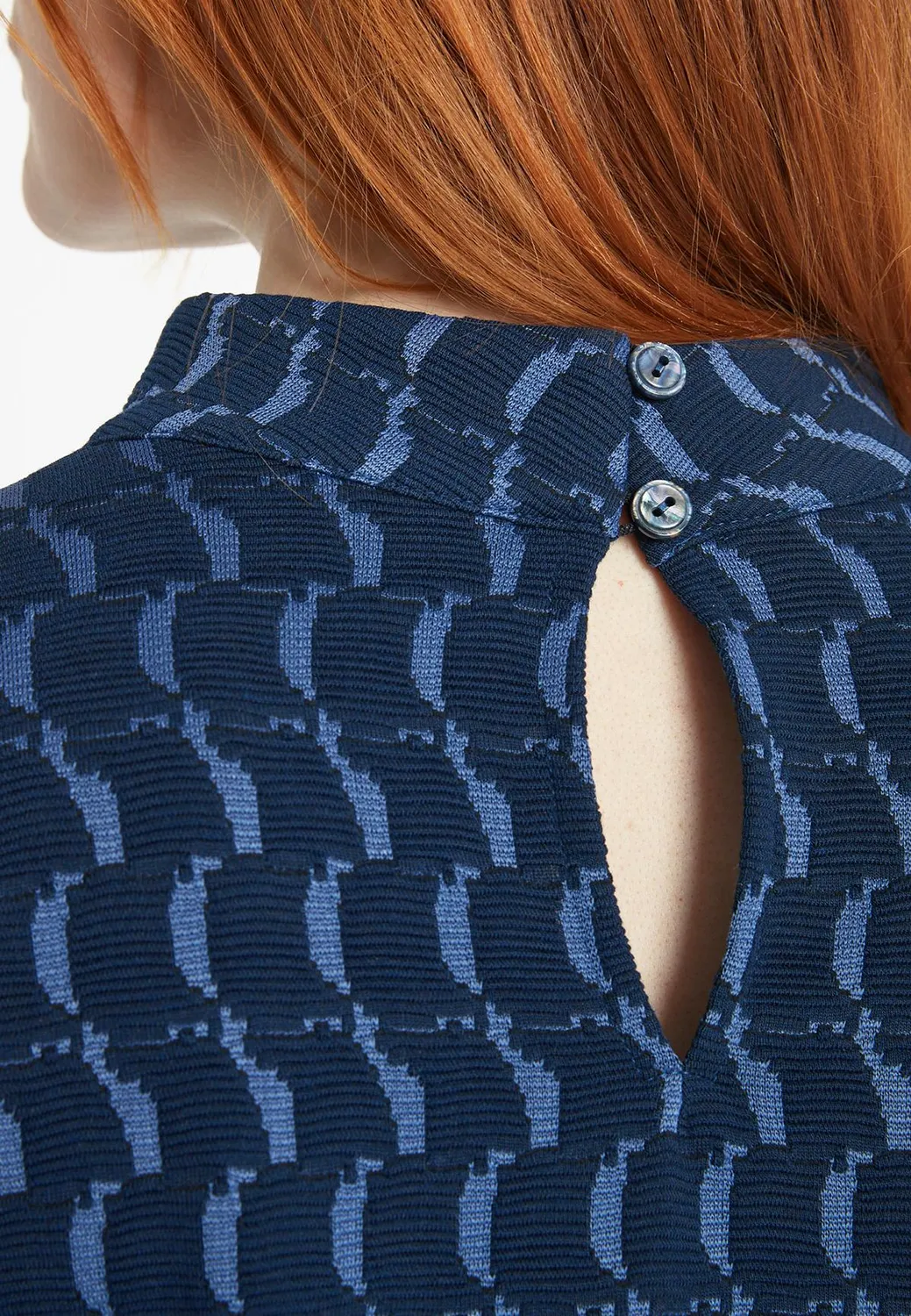 Ana Alcazar Siwea abito svasato jacquard blu viola