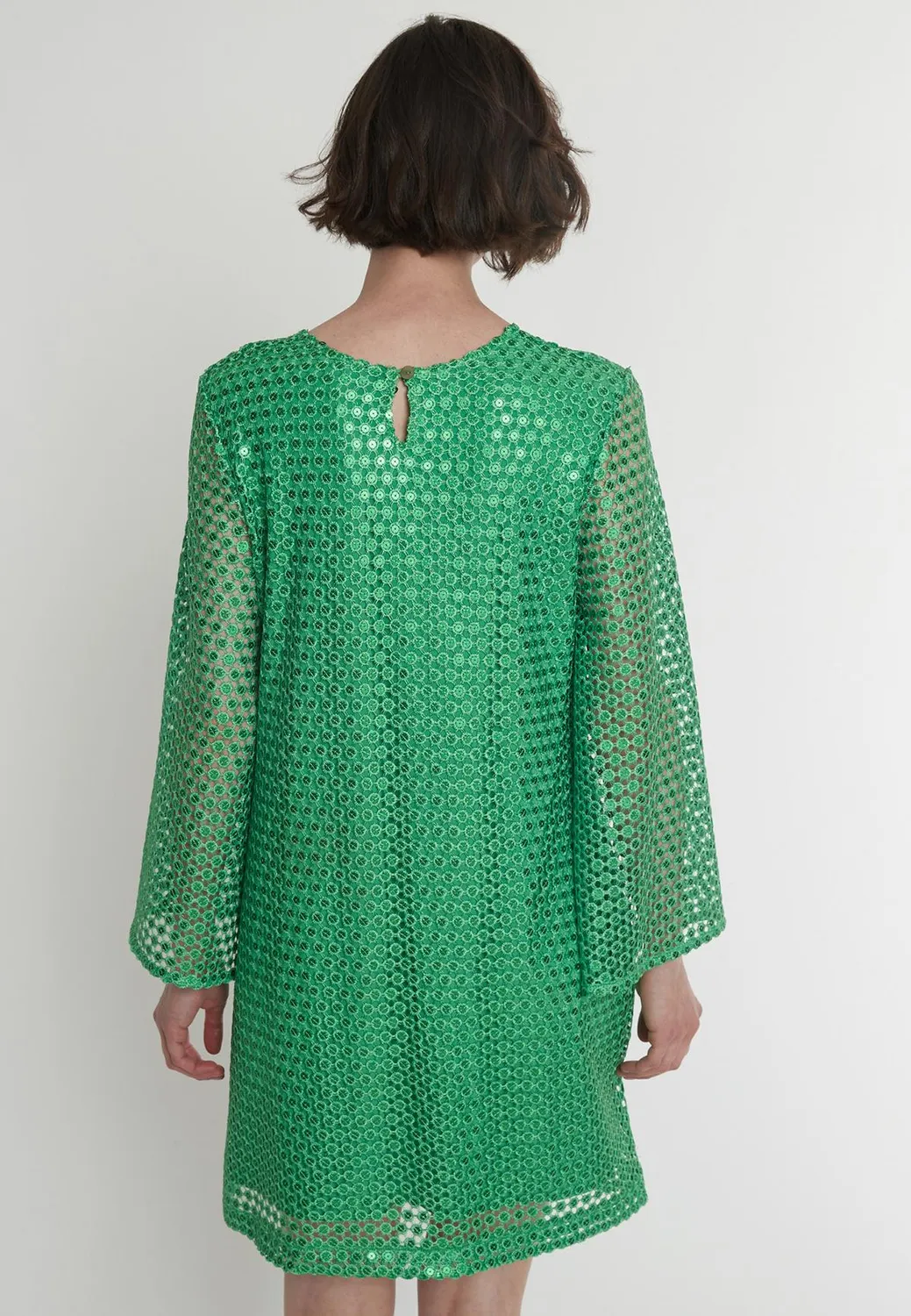 Ana Alcazar Paca abito tunica paillettes verde corto
