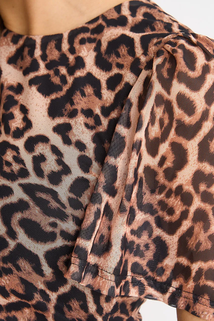 Gini London Animal abito mini marrone animalier