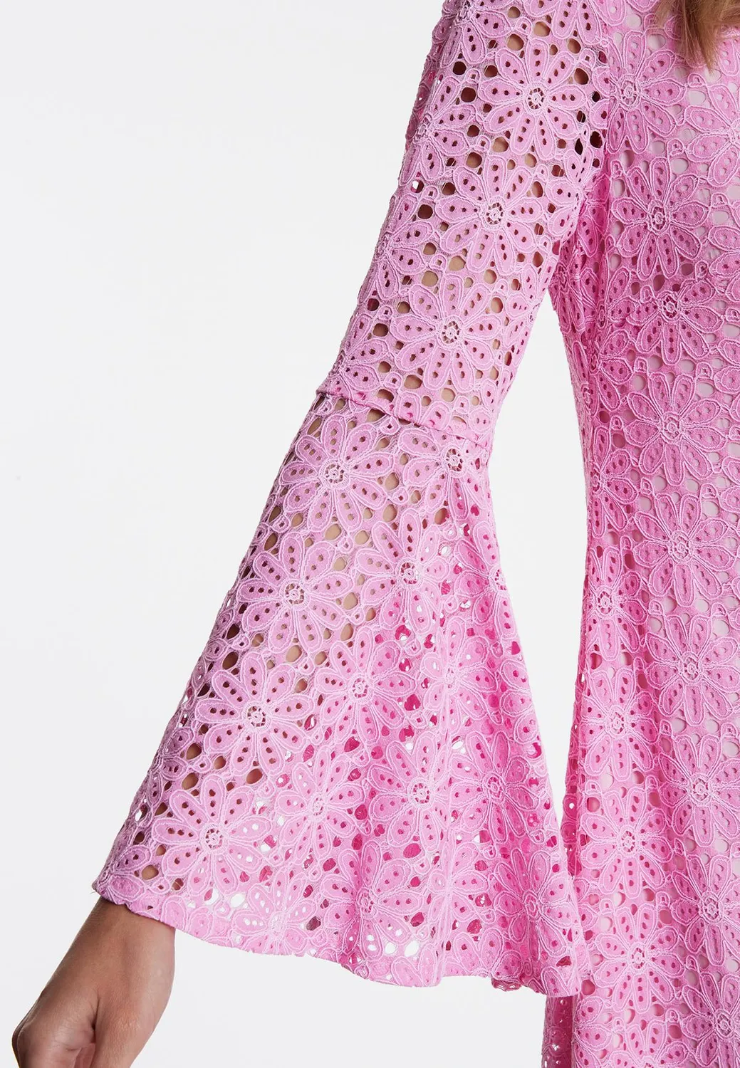 Ana Alcazar Wafosa abito caftano maxi pizzo rosa