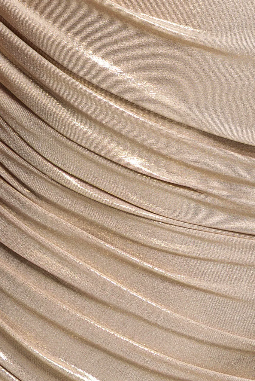 Goddiva DR5089 abito maxi foil oro monospalla 12