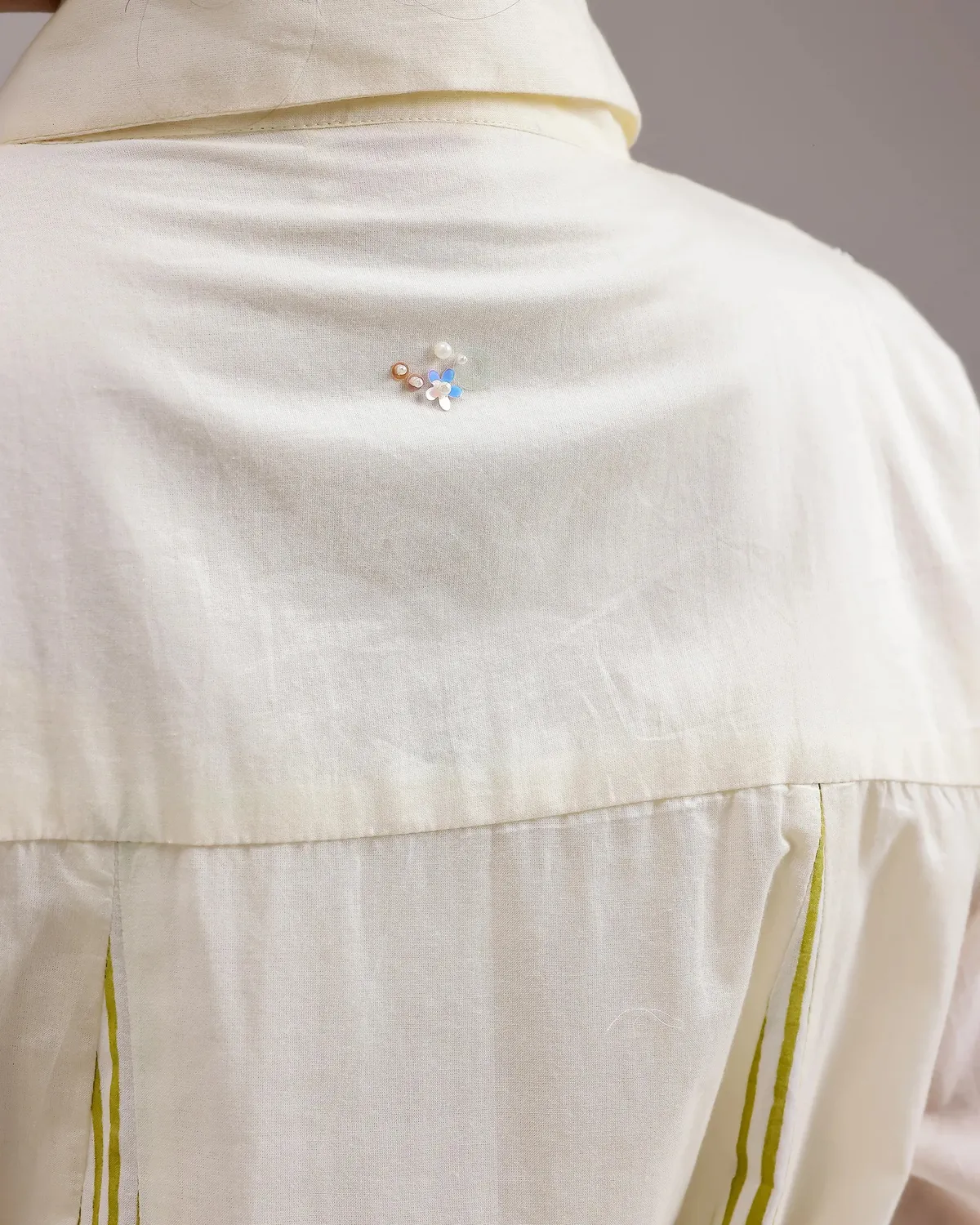 Our Dve Saanjh Panel abito camicia beige in cotone
