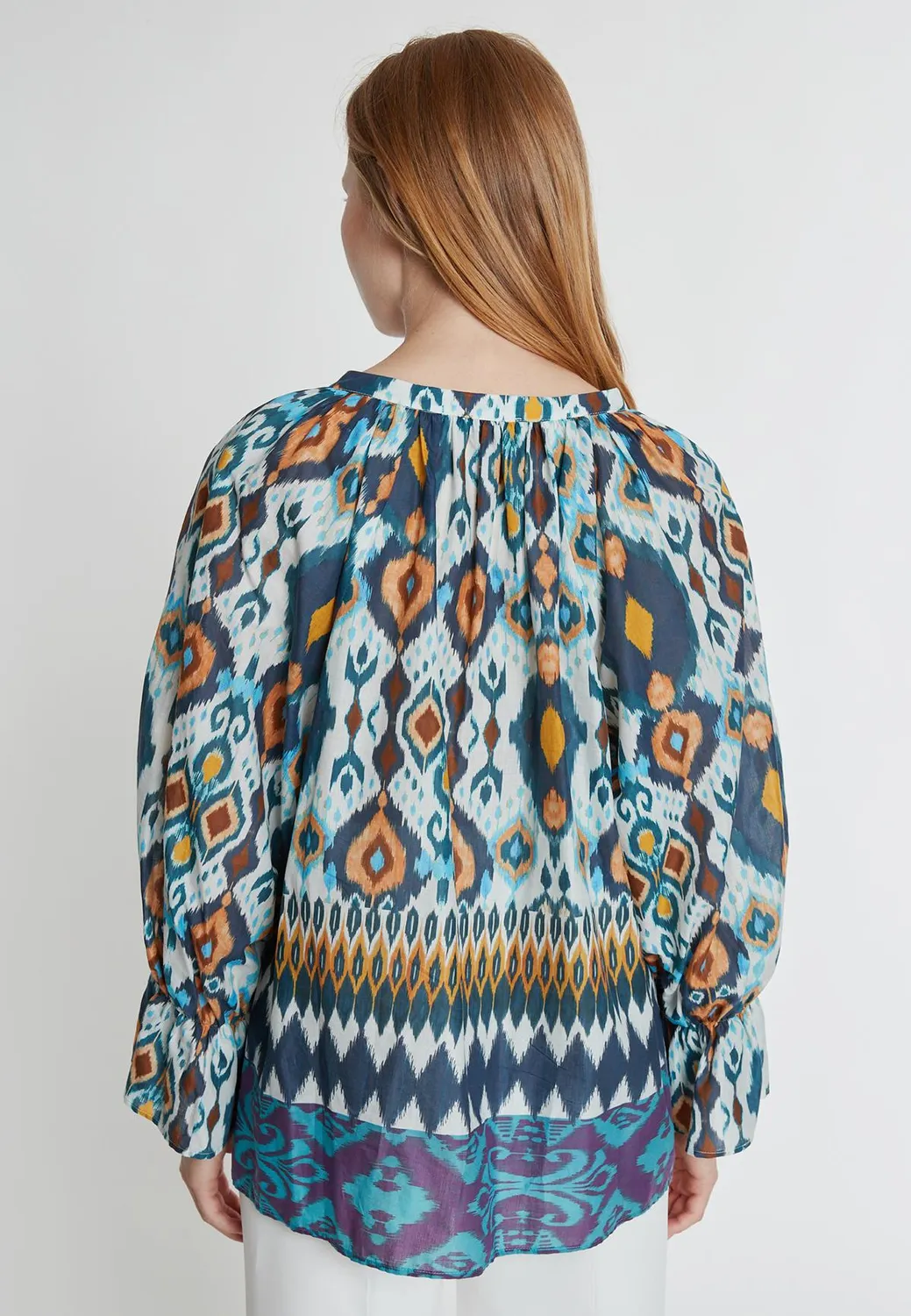 Ana Alcazar Kaira Wide Blouse blusa ampia blu zafferano