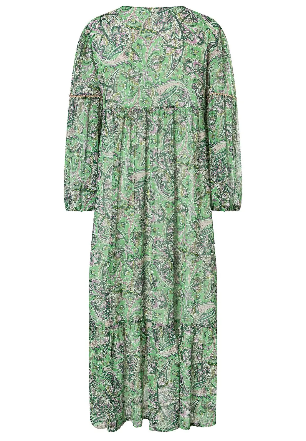 Ana Alcazar Zesani abito maxi chiffon verde paisley