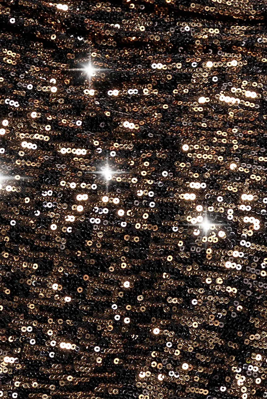Goddiva Plus DR4051 Abito Maxi Nero Paillettes Scollo