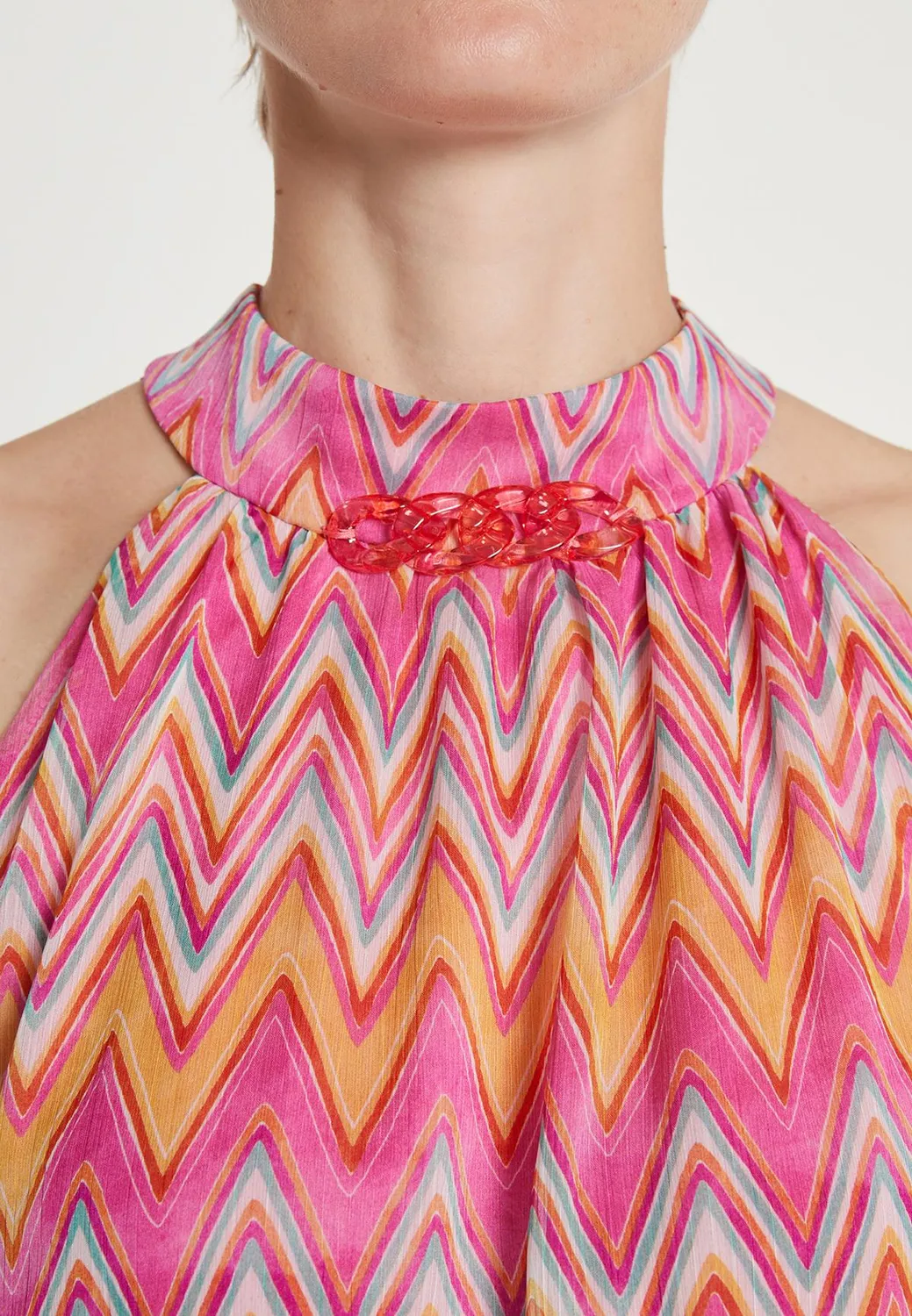 Ana Alcazar Libane abito maxi halter multicolore