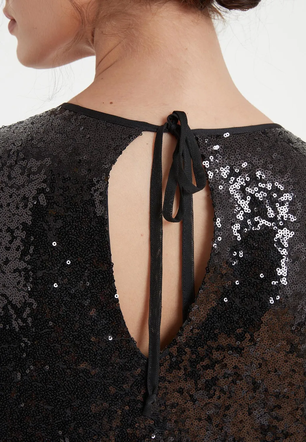 Ana Alcazar Tadya abito paillettes nero corto