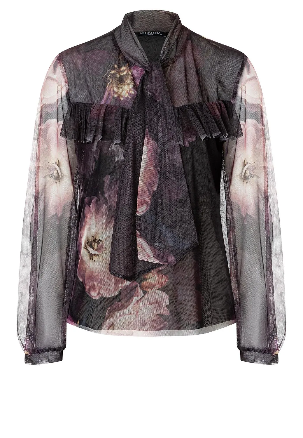 Ana Alcazar Azina camicia velata floreale nera