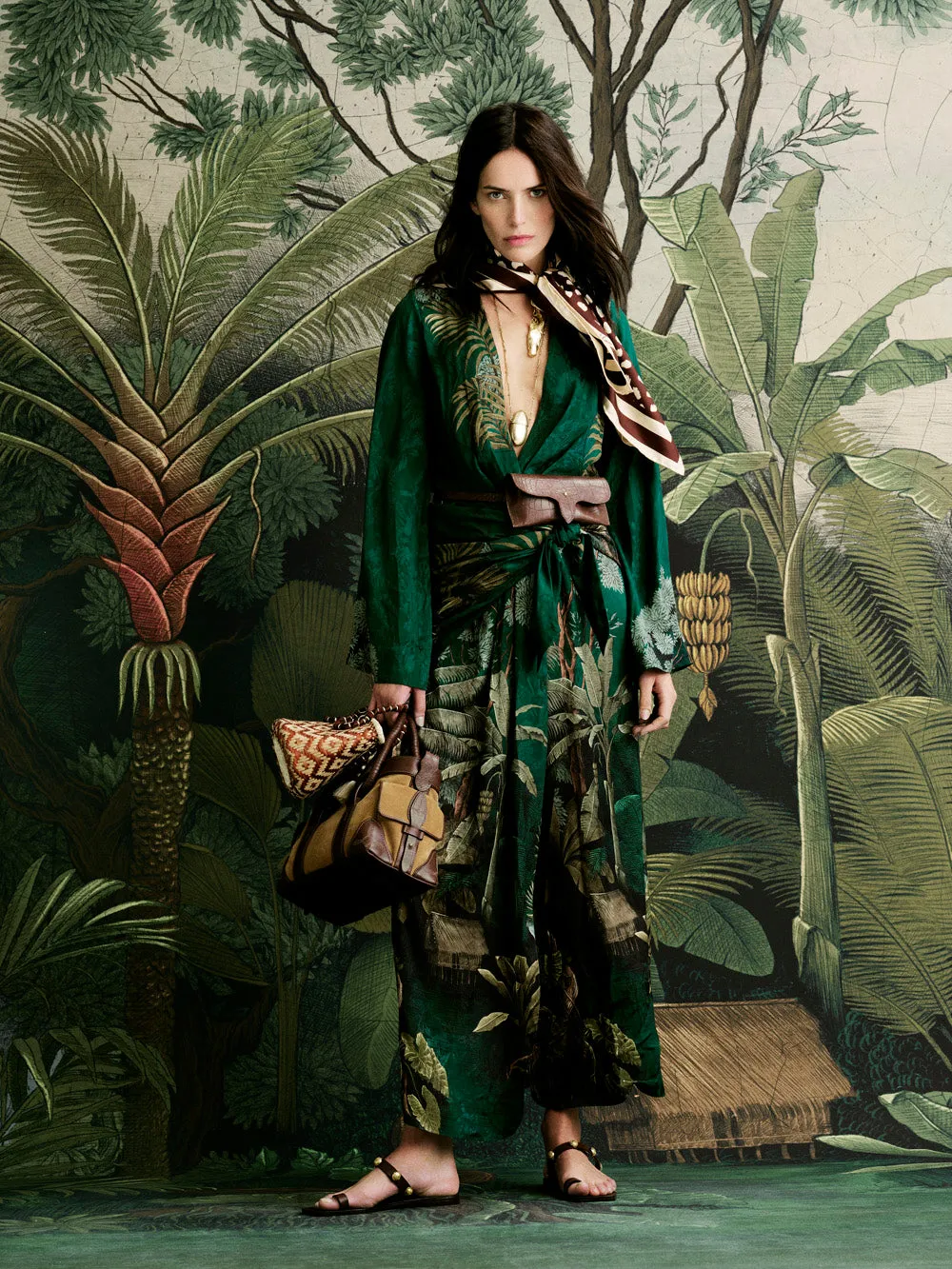 Johanna Ortiz New Ollantay abito midi verde jacquard