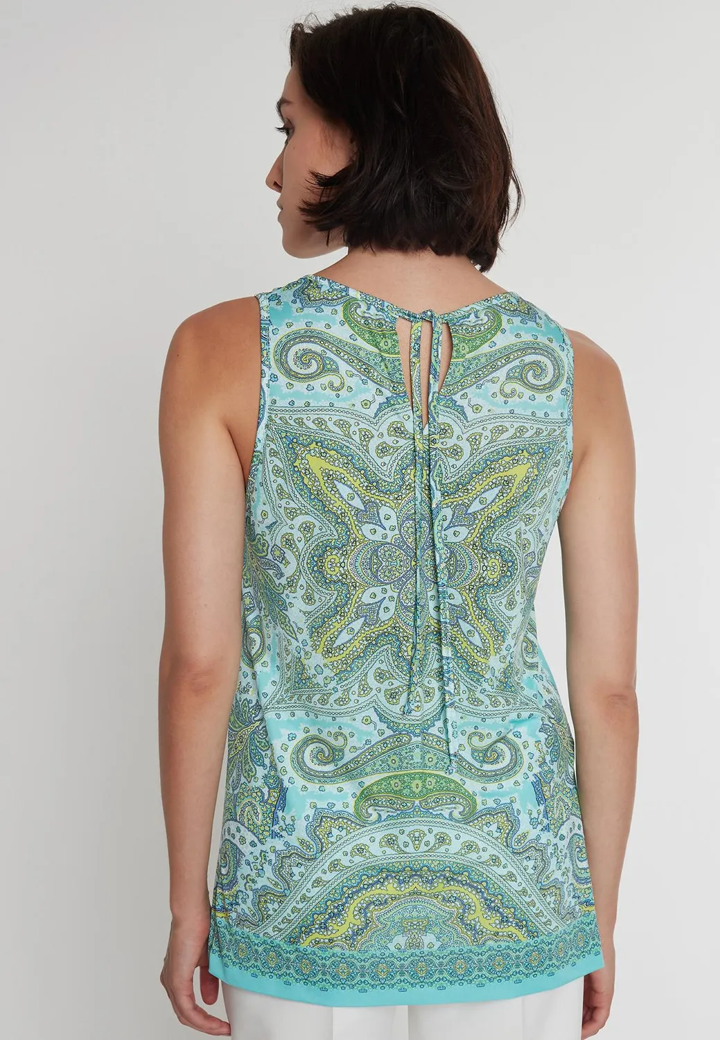 Ana Alcazar Piddy top paisley azzurro smanicato
