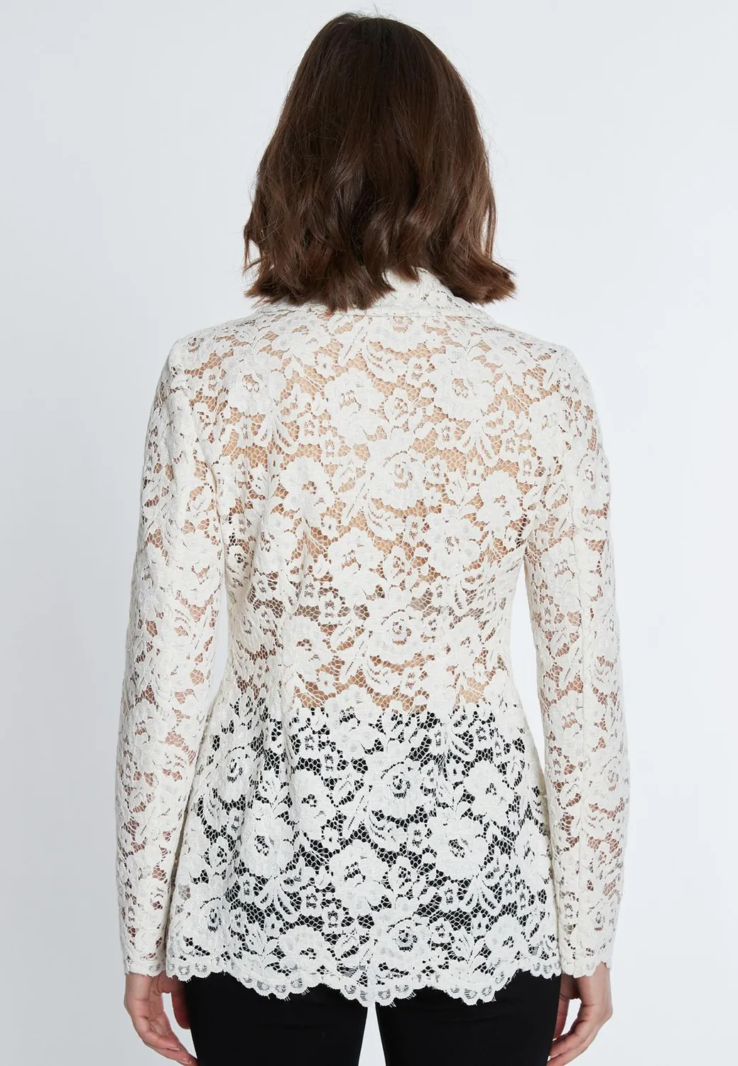 Ana Alcazar Sahaba Blazer pizzo bianco con perle